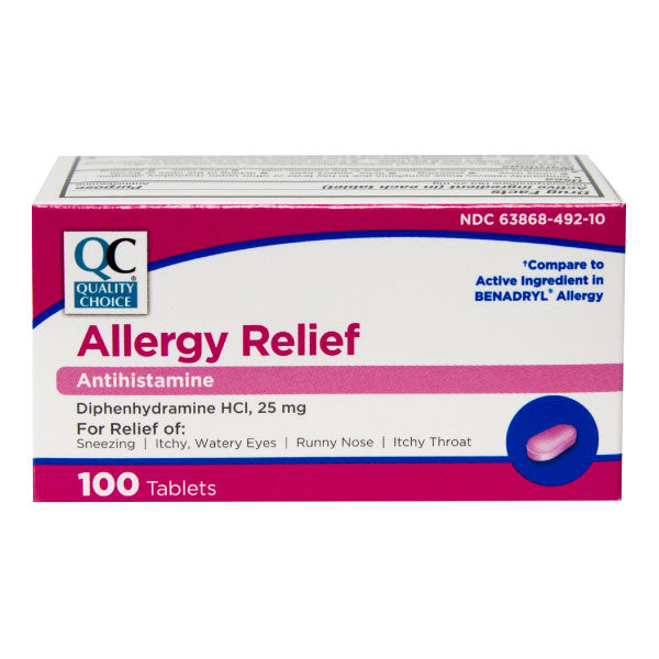 Allergy Relief Tablets, 100 ct, QC94577