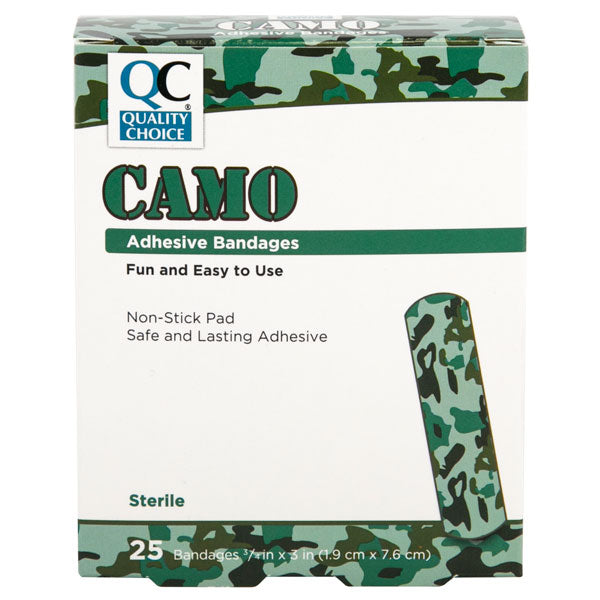 Adhesive Bandages Camo Style Green 3/4" X 3", 25 ct, QC99618
