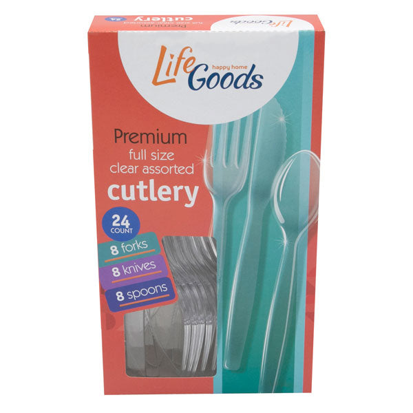 LifeGoods Clear Plastic Cutlery Combo, 24 ct, QC60004