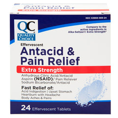 Effervescent Antacid & Pain Relief Extra-Strength Tablets, 24 ct, QC99790