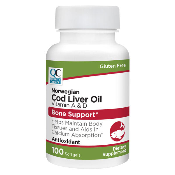 Cod Liver Oil plus Vitamins A & D Softgels, 100 ct, QC90332