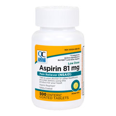 Aspirin 81 mg Enteric Coated Low-Dose Tablets, 500 ct, QC98722