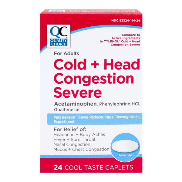 Severe Non-Drowsy Cold Head Congestion Caplets, 24 ct, QC99335