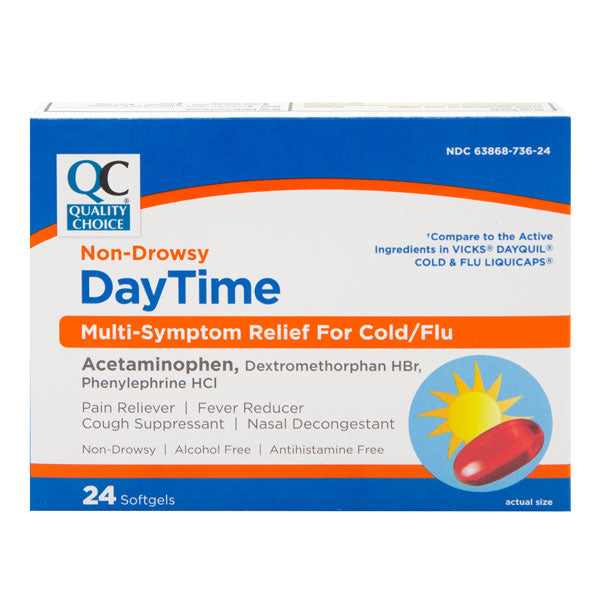 Daytime Cold & Flu Multi-Symptom Softgels, 24 ct, QC99679