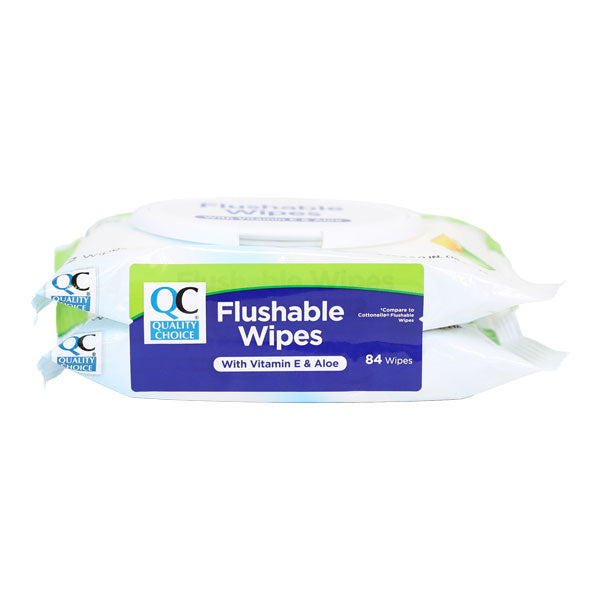Flushable Wipes with Aloe & Vitamin E, 2 Pk, QC99958