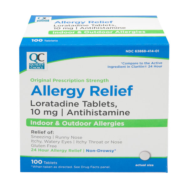 Allergy Relief Loratadine 10 mg Tablets, 100 ct, QC99736