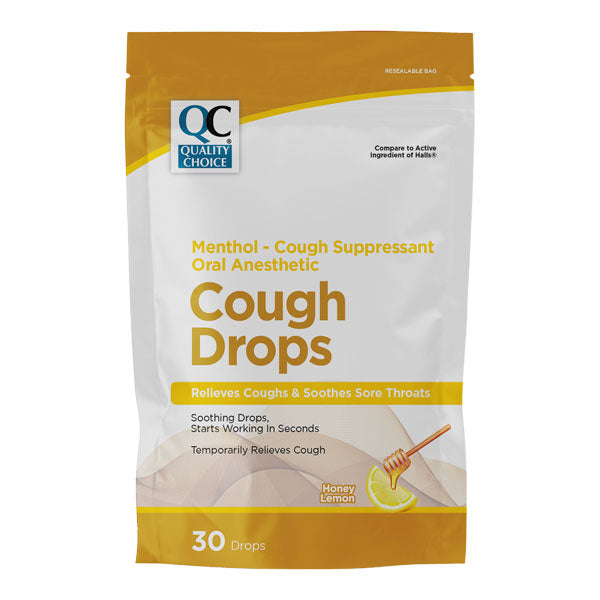 Cough Drops, Honey Lemon Flavor, 30 ct, QC98673
