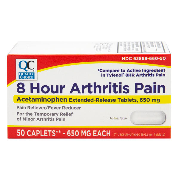 Acetaminophen 650 mg Arthritis Caplets, 50 ct, QC95498