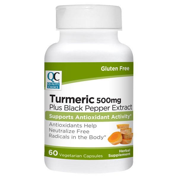 Turmeric 500 mg plus Black Pepper Extract Vegetarian Capsules, 60 ct, QC99821