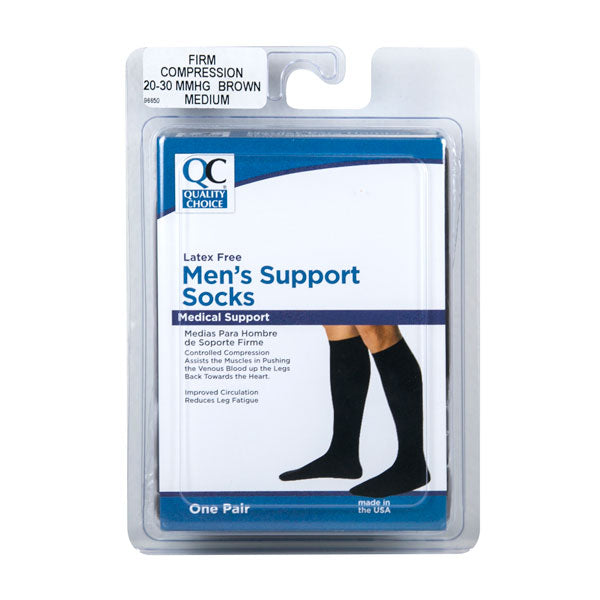 Socks Knee High Men's 20-30mmHg Brown Medium, 1 pr, QC96650