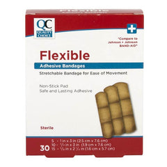 Adhesive Bandage Strips Flexible Asst, 30 ct, QC90830