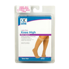 Stocking Knee High 8-15mmHg Beige Large, 1 pr, QC96620