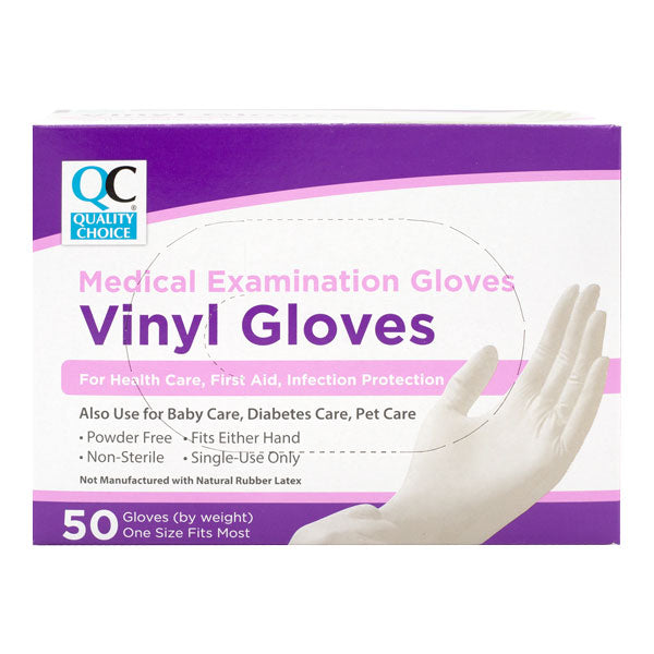 Gloves - Vinyl Exam Gloves OSFM, 50 ct, QC95524