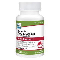 Cod Liver Oil plus Vitamins A & D Softgels, 100 ct, QC90332