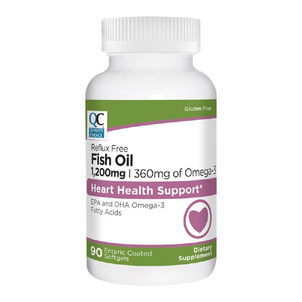 Fish Oil 1200 mg plus 360 mg Omega-3 EC Softgels, 90 ct, QC98660