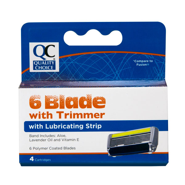 Six-Blade Men's Cartridges with Trimmer, 4 ct, QC96747