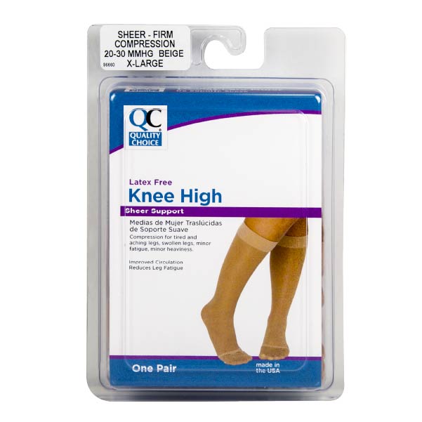 Stocking Knee High 20-30mmHg Beige XL, 1 pr, QC96660