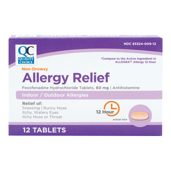 Allergy Relief Fexofenadine 60 mg Tablets, 12 ct, QC99856