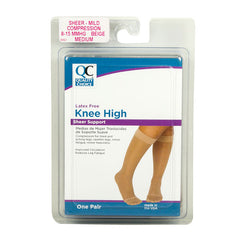 Stocking Knee High 8-15mmHg Beige Medium, 1 pr, QC96621