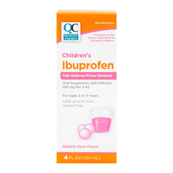 Ibuprofen Children's Oral Suspension, Bubble Gum Flavor, 4 oz, QC99575