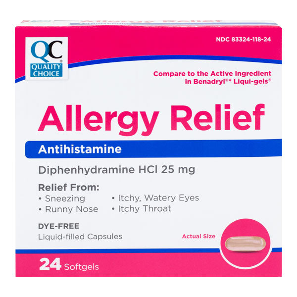 Allergy Relief Dye-Free Softgels, 24 ct, QC95104