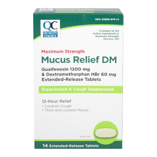 Guaifenesin DM 1200 mg Extended Release Tablets, 14 ct, QC99705 | quality-choice-products Guaifenesin DM 1200 mg Extended Release Tablets, 14 ct, QC99705 | quality-choice-products