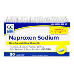 Naproxen Sodium 220 mg Caplets, 50 ct, QC97456