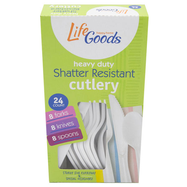 LifeGoods Heavy Duty Plastic Cutlery Combo, 24 ct, QC60000