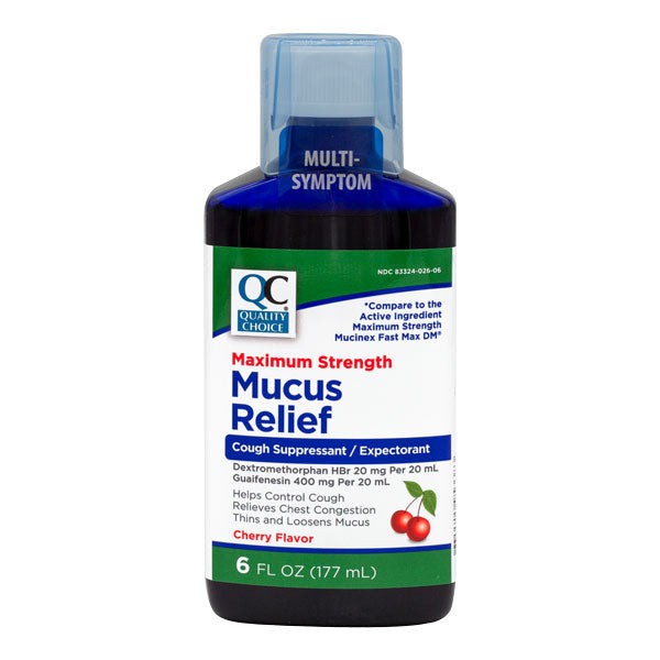 Mucus Relief Max-Strength DM Max Liquid, 6 oz, QC95338