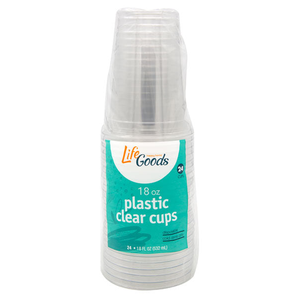 LifeGoods Clear Plastic Cups 18 oz, 24 ct, QC60012