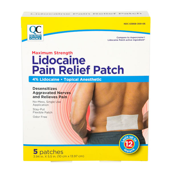 Pain Relief Patch with Lidocaine, 5 ct, QC99627