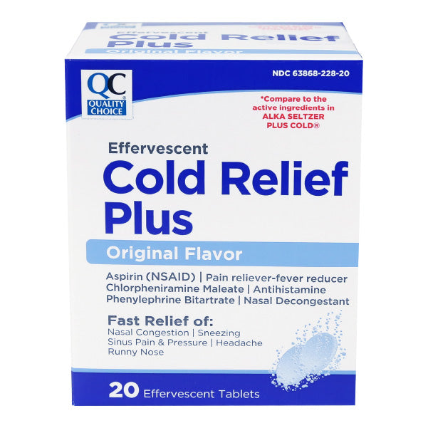 Effervescent Cold Relief Plus Tablets, 20 ct, QC95704