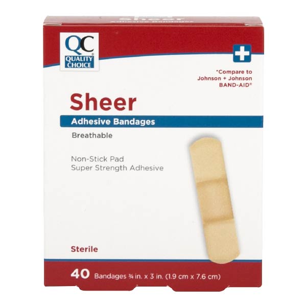 Adhesive Bandages Sheer 3/4" X 3", 40 ct, QC90816