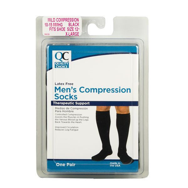 Socks Knee High Men's 8-15mmHg Black XL, 1 pr, QC96639