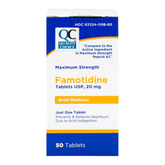 Famotidine Max-Strength 20 mg Acid Reducer Tablets, 50 ct, QC96837