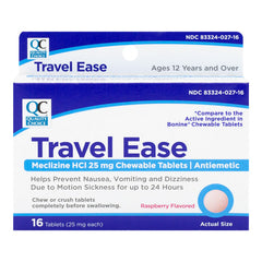 Travel Ease Chewable Tablets, Raspberry Flavor 16 ct, QC96707