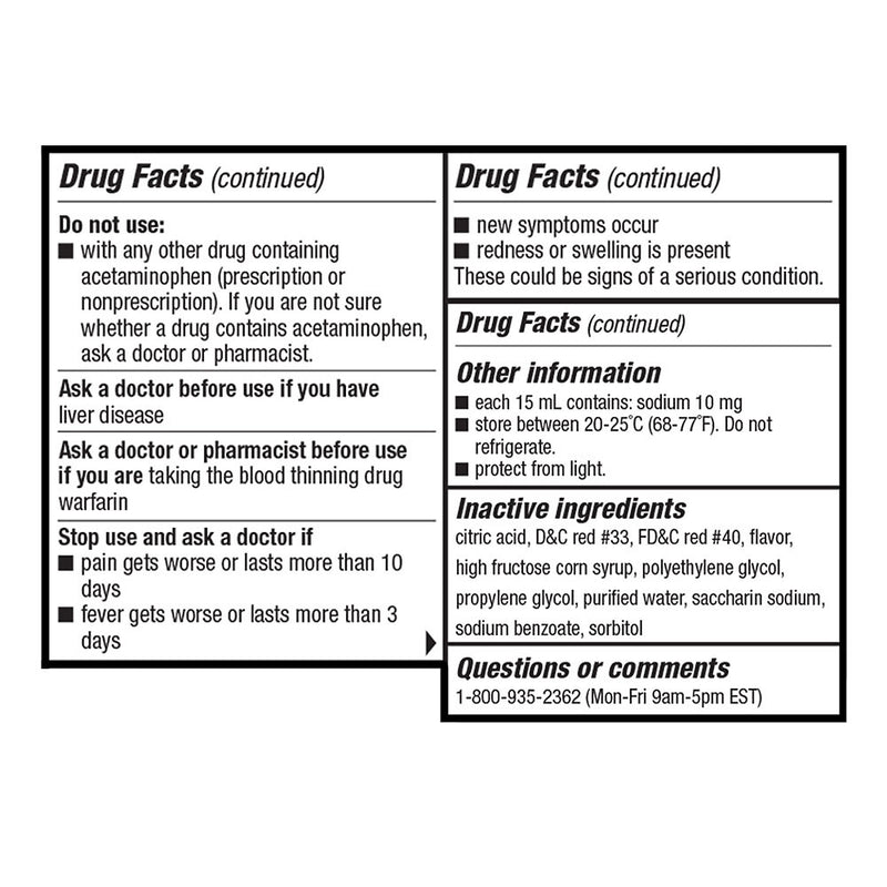 Liquid Acetaminophen Extra-Strength 500 mg, Cherry Flavor, 8 oz, QC99764