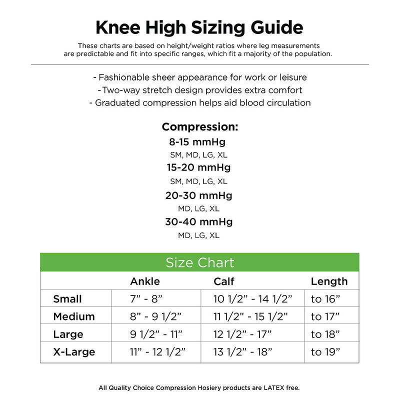 Stocking Knee High Closed Toe 20-30mmHg Beige XL, 1 pr, QC96654