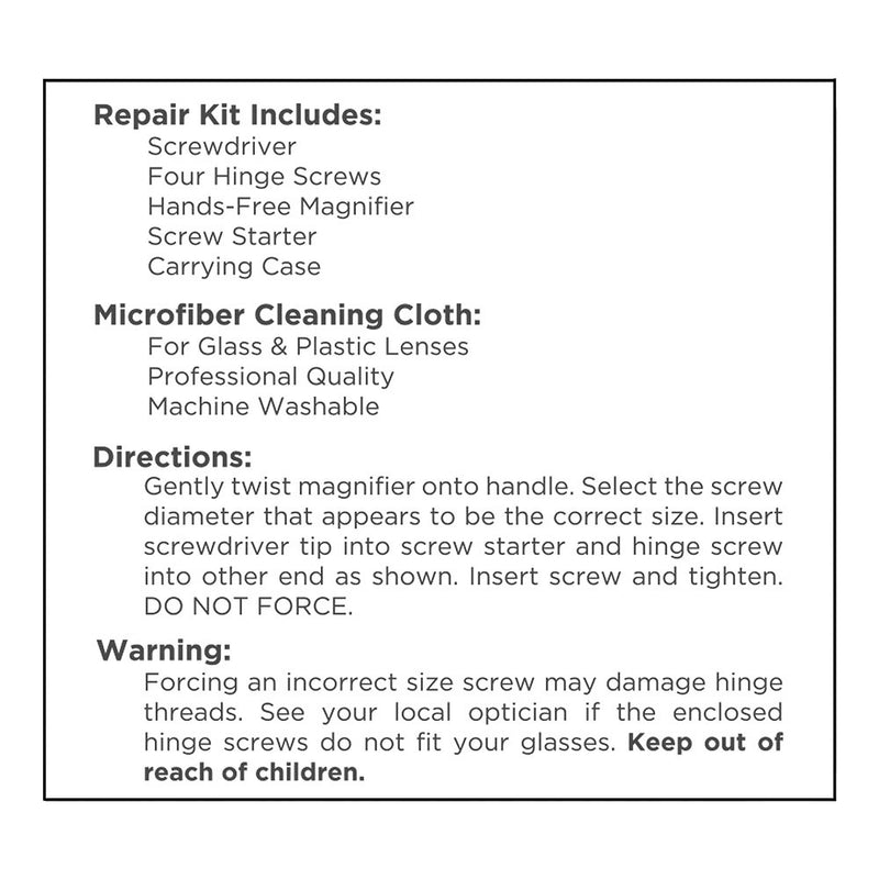 Eyeglass Repair Kit & Microfiber Cleaning Cloth, 1 ct, QC99106