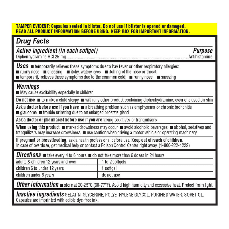 Allergy Relief Dye-Free Softgels, 24 ct, QC95104