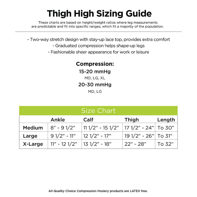 Stocking Thigh Lace 15-20mmHg Beige Medium, 1 pr, QC99252