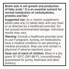 Biotin 800 mcg plus Vitamin B Tablets, 100 ct, QC98638