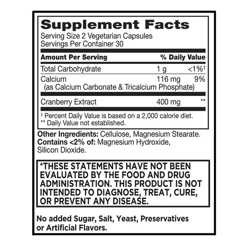 Cranberry Extract Vegetarian Capsules, 60 ct, QC98664