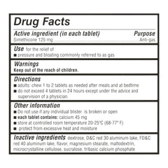 Gas Relief Extra-Strength Chewable Tablets, Cherry Cream Flavor, 18 ct, QC95766