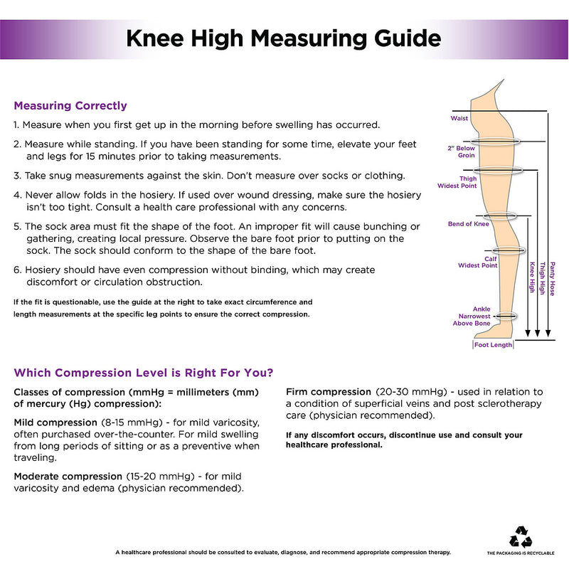 Stocking Knee High 8-15mmHg Beige Large, 1 pr, QC96620