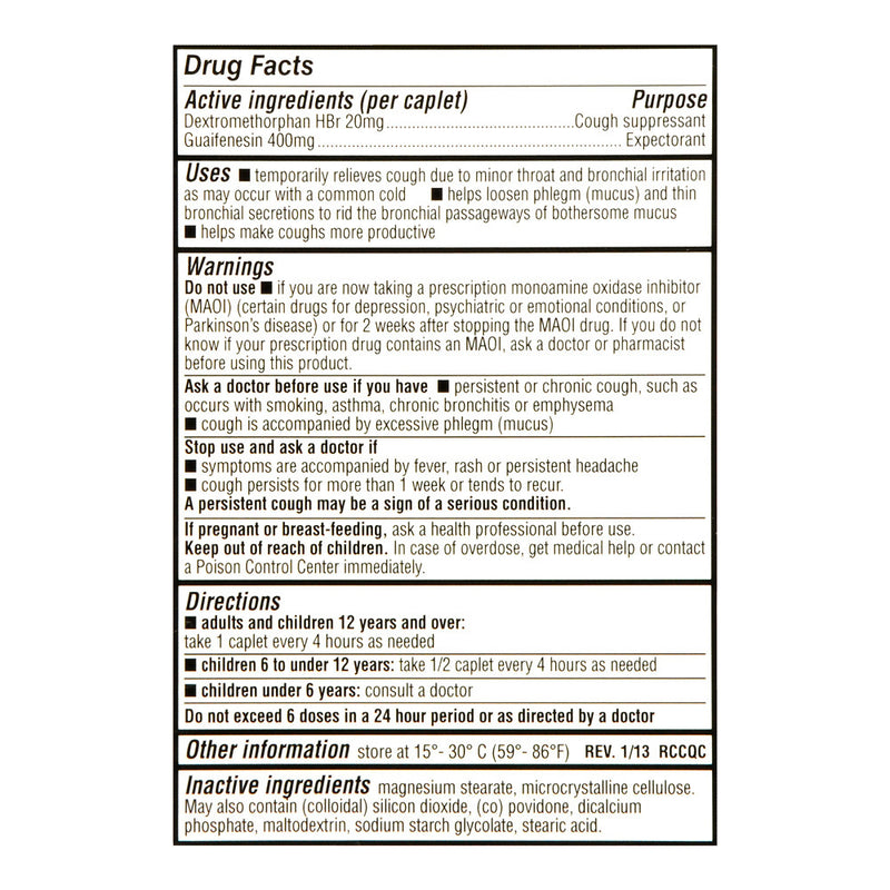 Mucus Relief DM Caplets, 50 ct, QC95572