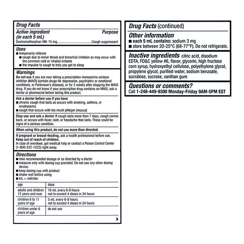 Cough Relief Liquid, Orange Flavor, 4 oz, QC99413