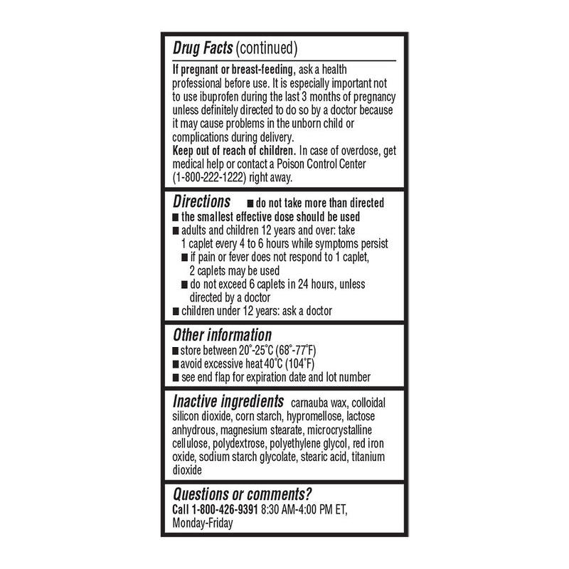 Ibuprofen 200 mg Brown Caplets, 100 ct, QC98076