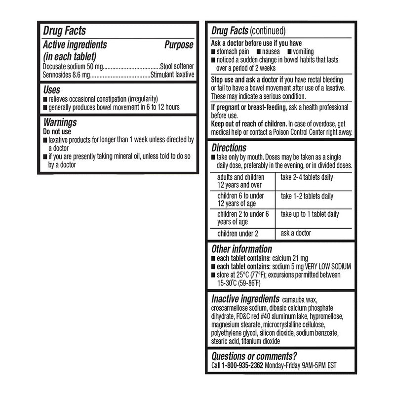 Stool Softener plus Laxative Tablets, 100 ct, QC99716