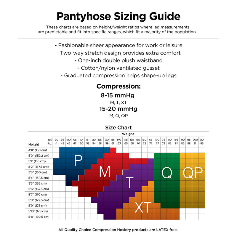 Panty Hose 15-20mmHg Black Queen Plus, 1 pr, QC96644